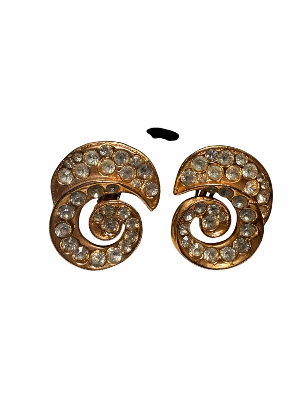 Gold Crystal Spiral Clip-On Earrings - Unbranded